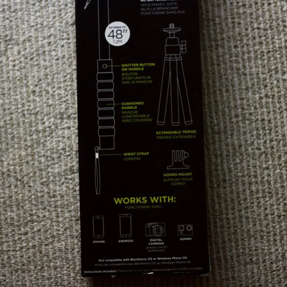(NEW) 3 Piece Tripod, GoPro Mount & Selfie Stick